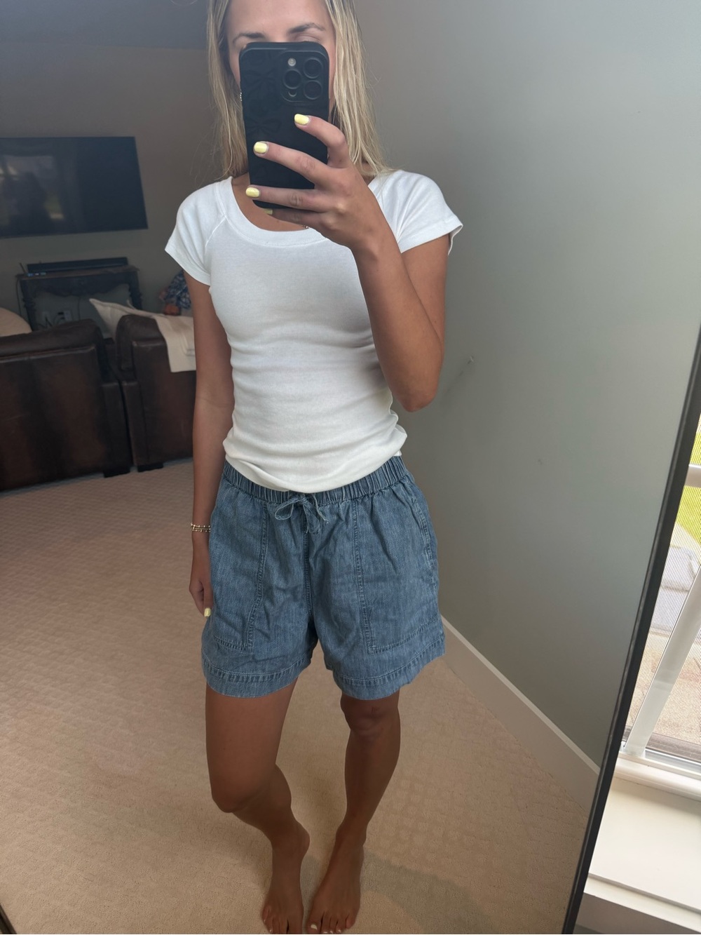 Blue Drawstring Shorts - Picture 3 of 5